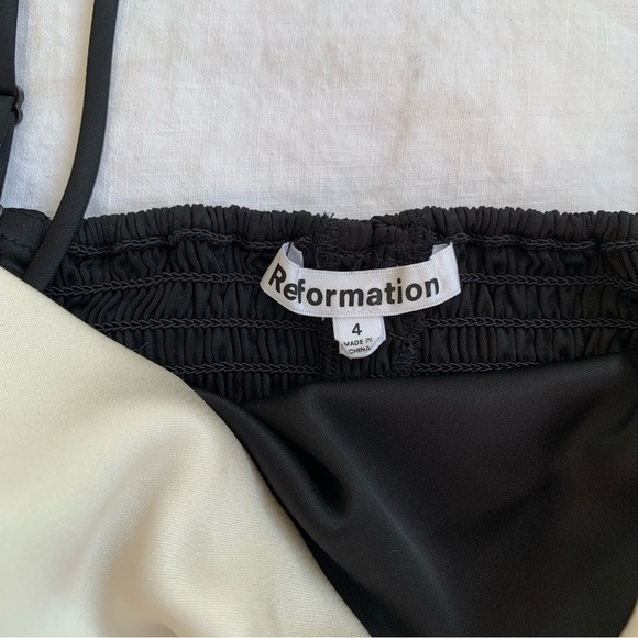 Reformation Natalie Satin Silky Bow Ribbon Strapless Tube Cami Top Black Cream - Picture 6 of 8